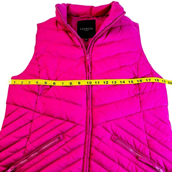 Talbots Petites Down Puffer Vest MP Pink Quilted 90/10 Down Packable Warm Zipper - Picture 9 of 12
